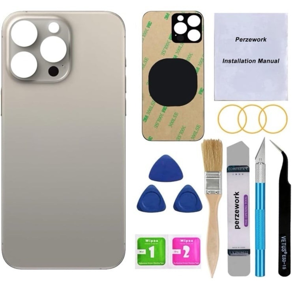 Perzework OEM Rear Back Glass Replacement for iPhone 15 Pro Max 6.7-inches with